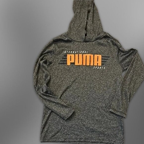 Puma Hoodie Lightweight Fabric Bold Brand Logo Design Long Sleeves Gray Kids' 10 - Picture 1 of 3